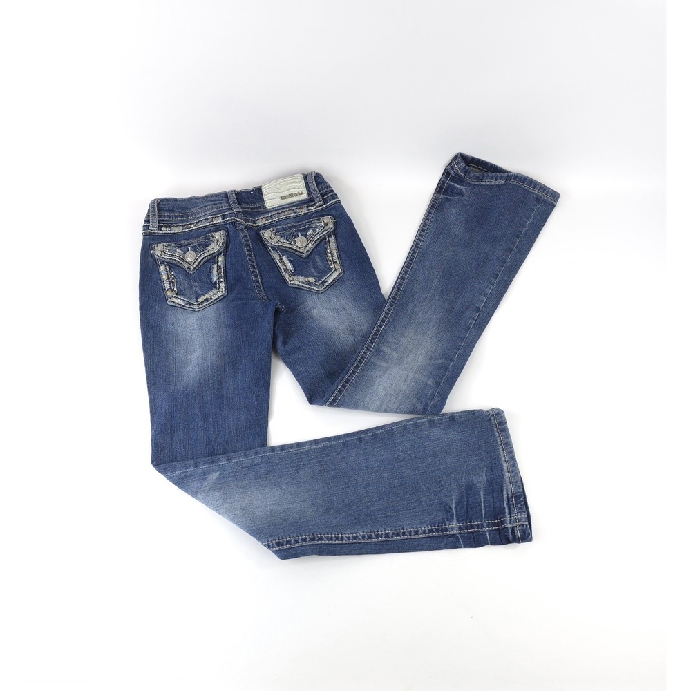 Grace In LA Womens Denim Jeans w/Embroidered Pockets Size 12